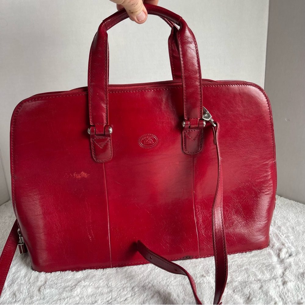 Classic Ladies Tony Perotti Briefcase, Laptop Bag. Red Leather. Gently Used. - Picture 4 of 15